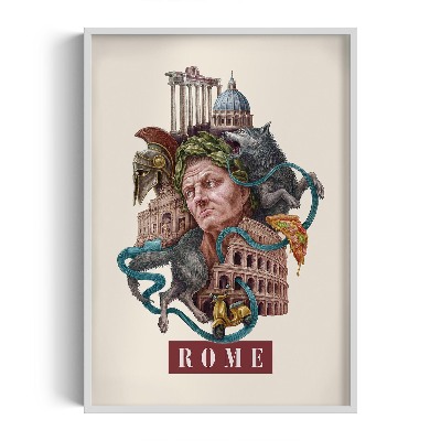 Tableau dans un cadre blanc Rome Vintage