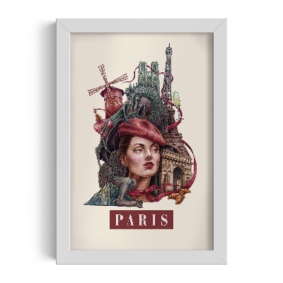 Tableau dans un cadre blanc Paris Vintage
