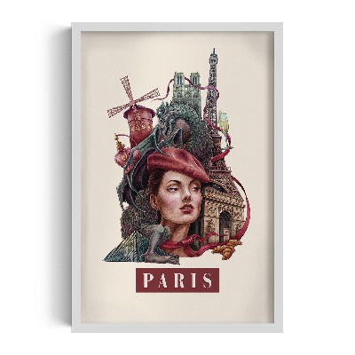 Tableau dans un cadre blanc Paris Vintage