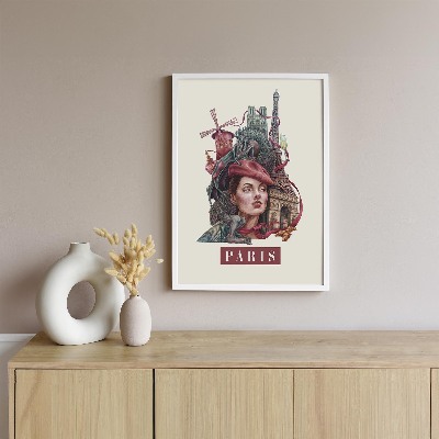 Tableau dans un cadre blanc Paris Vintage