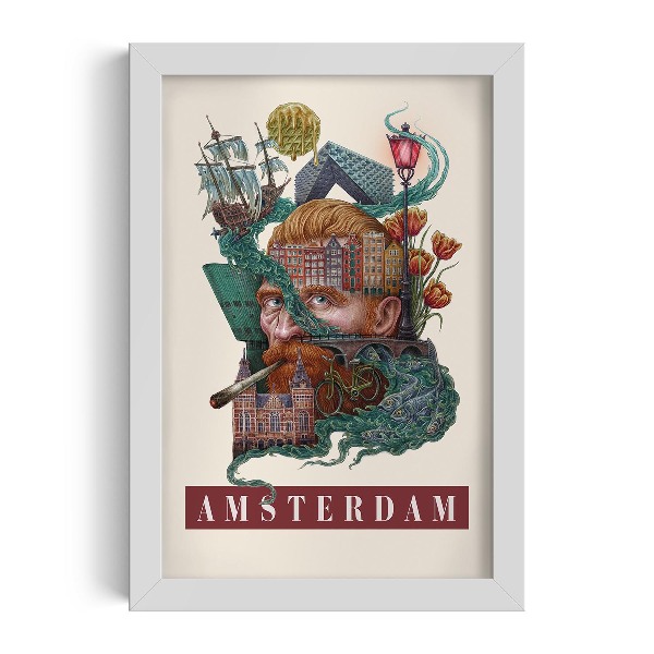 Tableau dans un cadre blanc Amsterdam Vintage