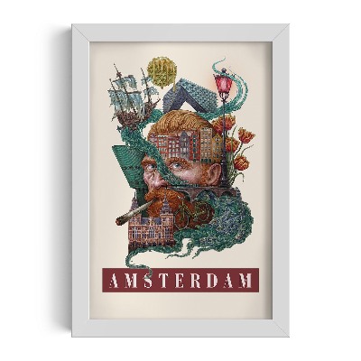 Tableau dans un cadre blanc Amsterdam Vintage
