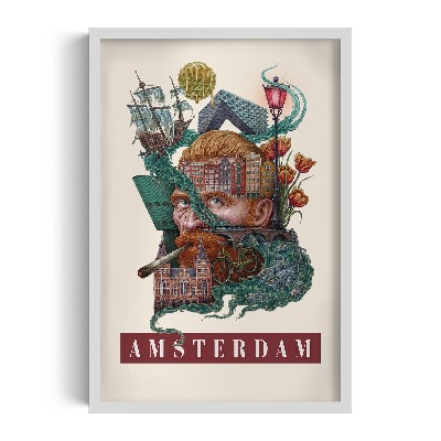 Tableau dans un cadre blanc Amsterdam Vintage