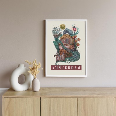 Tableau dans un cadre blanc Amsterdam Vintage