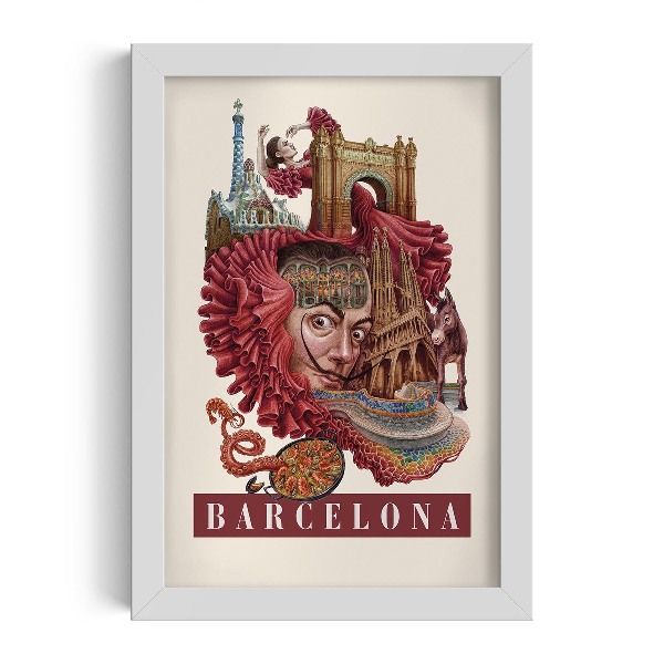 Tableau dans un cadre blanc Barcelone Vintage