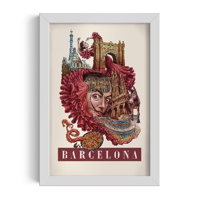 Tableau dans un cadre blanc Barcelone Vintage