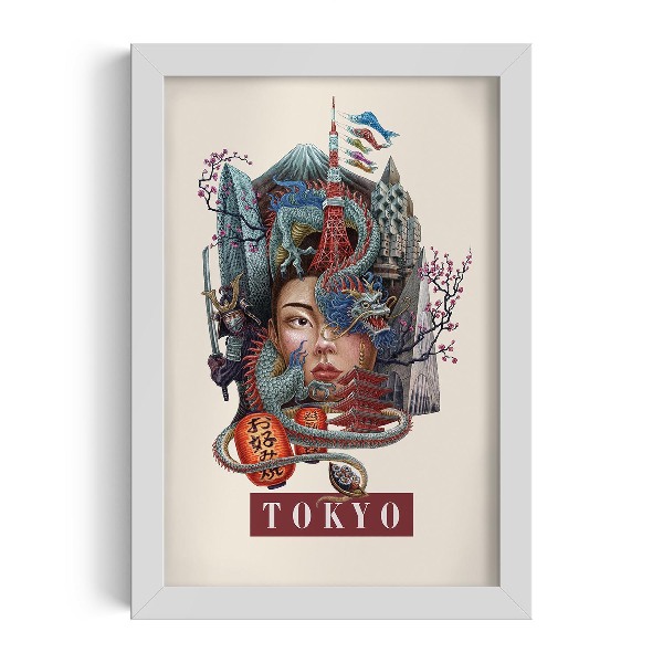 Tableau dans un cadre blanc Tokyo Vintage