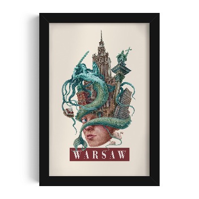 Tableau dans un cadre noir Varsovie Vintage