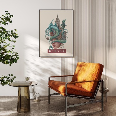 Tableau dans un cadre noir Varsovie Vintage