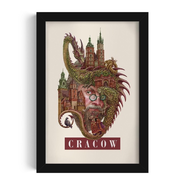 Tableau dans un cadre noir Cracovie Vintage