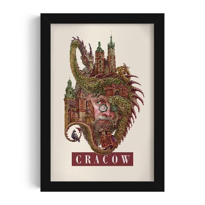Tableau dans un cadre noir Cracovie Vintage