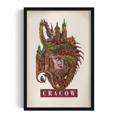Tableau dans un cadre noir Cracovie Vintage