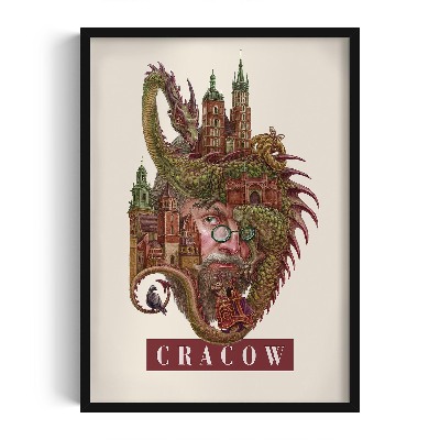 Tableau dans un cadre noir Cracovie Vintage