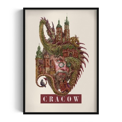 Tableau dans un cadre noir Cracovie Vintage