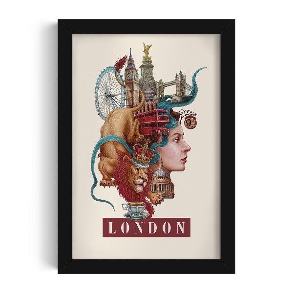 Tableau dans un cadre noir Londres Vintage