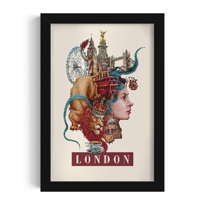Tableau dans un cadre noir Londres Vintage