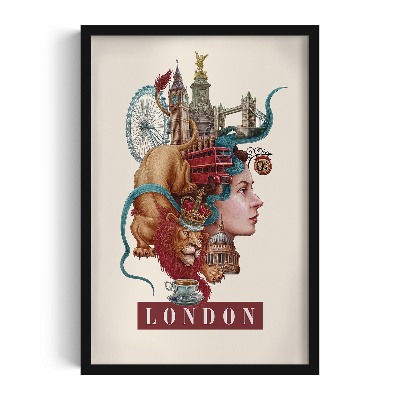 Tableau dans un cadre noir Londres Vintage