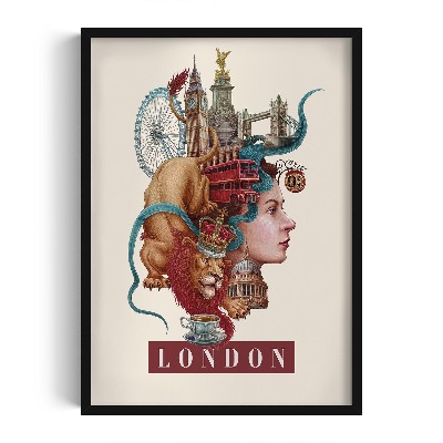 Tableau dans un cadre noir Londres Vintage