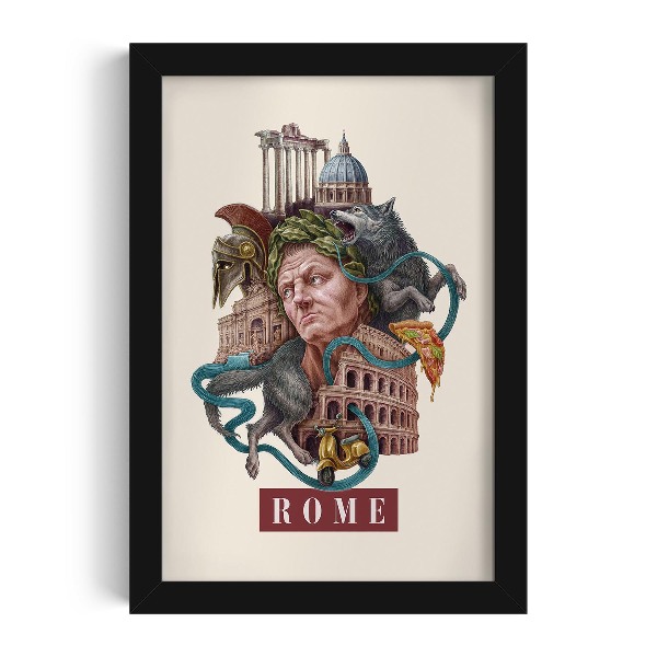 Tableau dans un cadre noir Rome Vintage