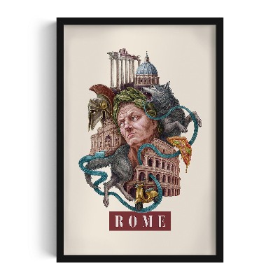 Tableau dans un cadre noir Rome Vintage