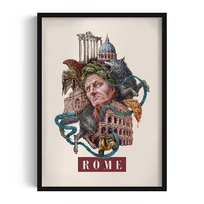 Tableau dans un cadre noir Rome Vintage