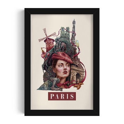Tableau dans un cadre noir Paris Vintage