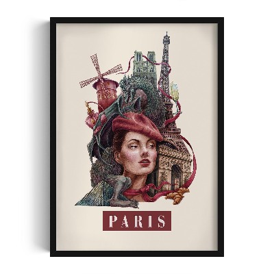 Tableau dans un cadre noir Paris Vintage
