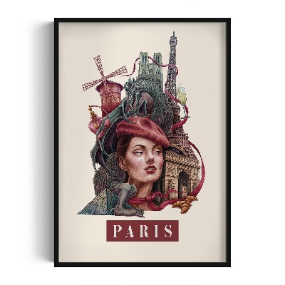 Tableau dans un cadre noir Paris Vintage