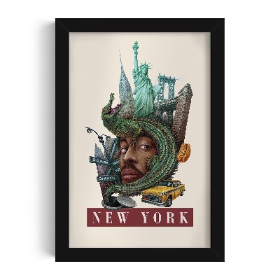 Tableau dans un cadre noir New York Vintage