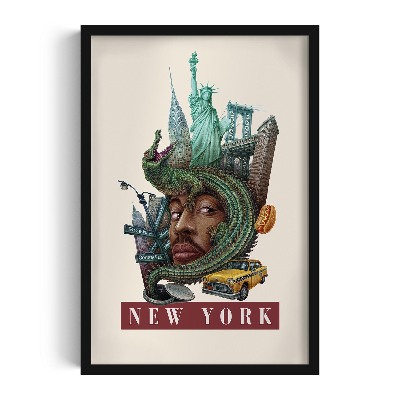 Tableau dans un cadre noir New York Vintage