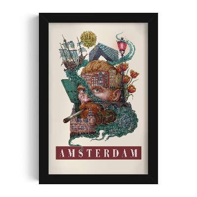 Tableau dans un cadre noir Amsterdam Vintage