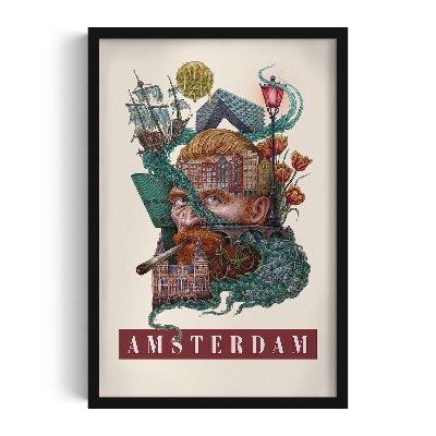 Tableau dans un cadre noir Amsterdam Vintage