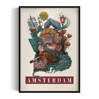 Tableau dans un cadre noir Amsterdam Vintage
