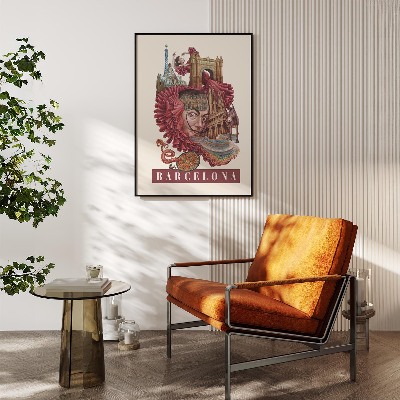 Tableau dans un cadre noir Barcelone Vintage
