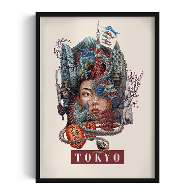 Tableau dans un cadre noir Tokyo Vintage