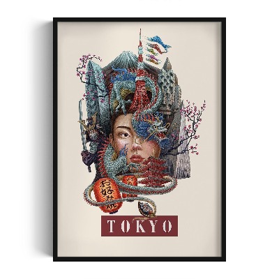 Tableau dans un cadre noir Tokyo Vintage