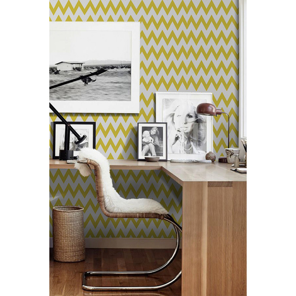 Papier peint adhésif Zigzag jaune délicat
