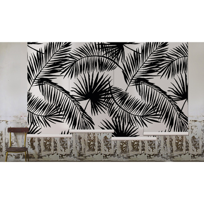 Papier peint Feuilles de palmier noires et blanches