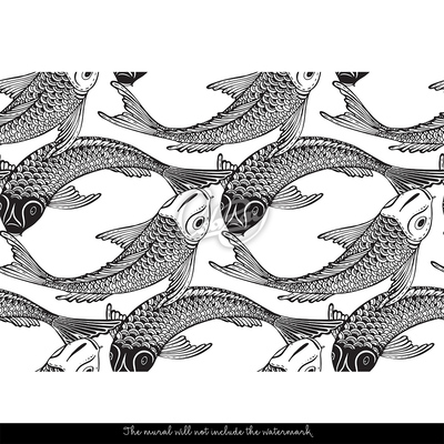 Papier peint adhésif Charmant croquis de poisson chinois