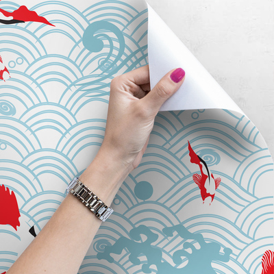 Papier peint adhésif Gouttes rouges parmi les vagues