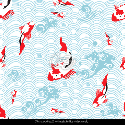 Papier peint adhésif Gouttes rouges parmi les vagues