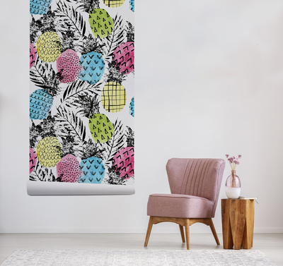 Tapisserie murale Ananas arc-en-ciel grunge