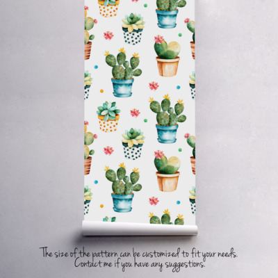 Papier peint adhésif Cactus à l'aquarelle