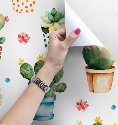 Papier peint adhésif Cactus à l'aquarelle