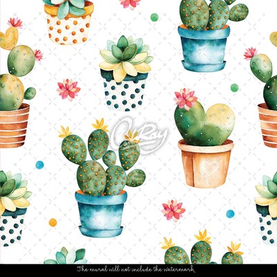 Papier peint adhésif Cactus à l'aquarelle