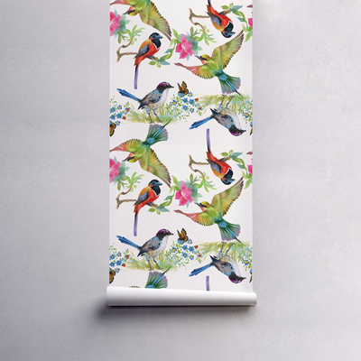 Papier peint adhésif Tropiques arc-en-ciel remplis d'oiseaux