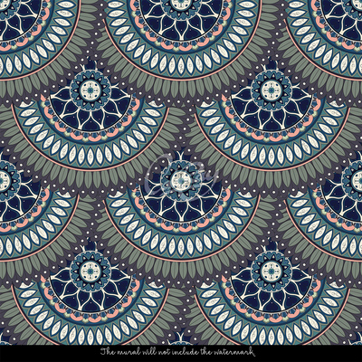 Tapisserie panoramique Mandalas orientaux arc-en-ciel