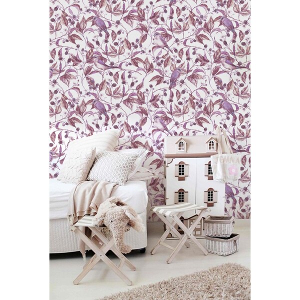 Papier peint Oiseaux parmi les mûres