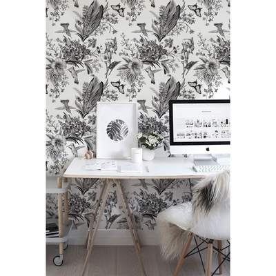 Papier peint Jardin noir et blanc