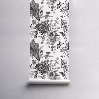 Papier peint Jardin noir et blanc